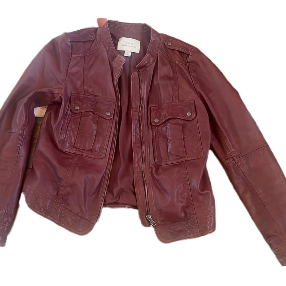 Burgundy Leather Jacket by Hinge - Medium - Picture 1 of 1